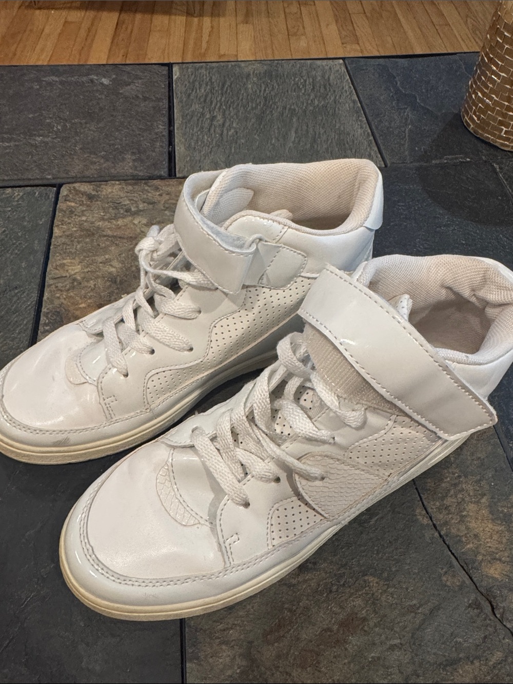 H&M White Kids High-Top Sneakers with Velcro Strap